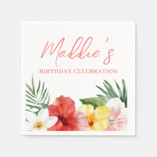 Serviette En Papier Fête d'anniversaire florale hawaïenne