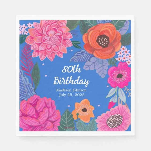Serviette En Papier Fête d'anniversaire florale lumineuse (Devant)