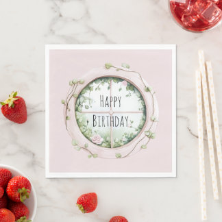 Serviette En Papier Fête d'anniversaire florale magique à la fenêtre r