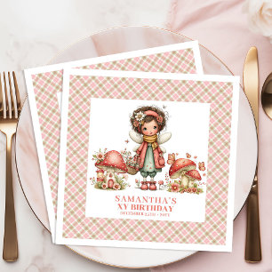 Serviette En Papier Fête d'anniversaire Florale Rougeoyante Fée Capric