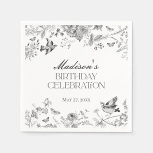 Serviette En Papier Fête d'anniversaire florale vintage toile de Jouy
