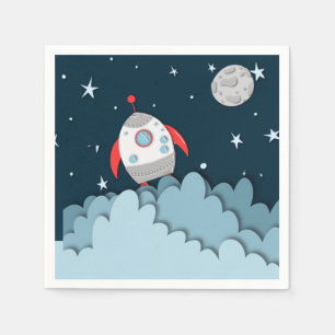 Serviette En Papier Fête d'anniversaire Fusée spatiale