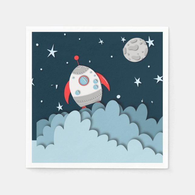 Serviette En Papier Fête d'anniversaire Fusée spatiale (Devant)