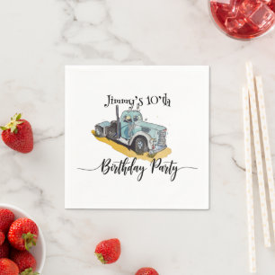 Serviette En Papier Fête d'anniversaire garçon camion semi bleu