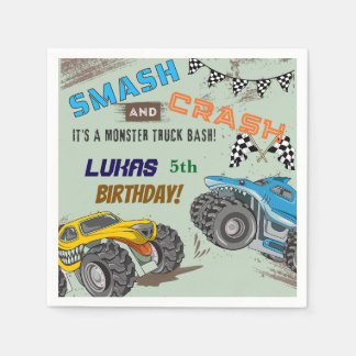 Serviette En Papier Fête d'anniversaire garçon Monster Trucks 