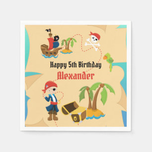 Serviette En Papier Fête d'anniversaire garçon pirate carte au trésor