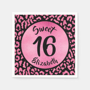 Serviette En Papier Fête d'anniversaire Girly Leopard