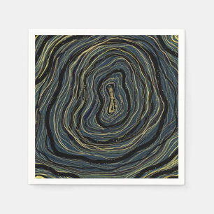 Serviette En Papier Fête d'anniversaire Glam Art Tourbillon Or Bleu