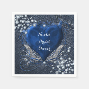 Serviette En Papier Fête d'anniversaire glamour en denim et diamants