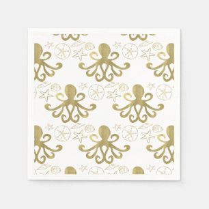 Serviette En Papier Fête d'anniversaire Golden Octopus & Sea Shells Be