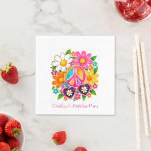 Serviette En Papier Fête d'anniversaire Groovy Flower Power Girl