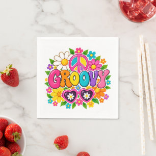 Serviette En Papier Fête d'anniversaire Groovy Flower Power Girl