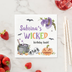 Serviette En Papier Fête d'anniversaire Halloween Chat Sorcière Méchan