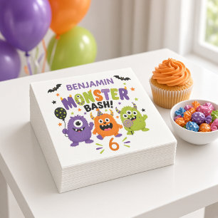 Serviette En Papier Fête d'anniversaire Halloween de monstre mignon Pe
