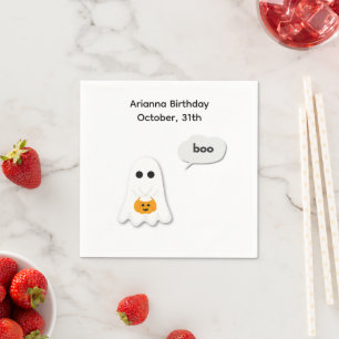 Serviette En Papier Fête d'anniversaire Halloween   Design de fantôme 
