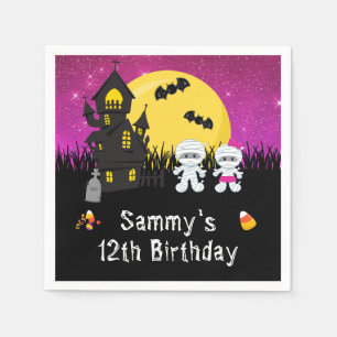 Serviette En Papier Fête d'anniversaire Halloween Momie Rose