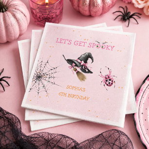 Serviette En Papier Fête d'anniversaire Halloween rose