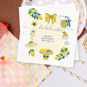 Serviette En Papier Fête d'anniversaire jaune d'été La Dolce Vita Lemo