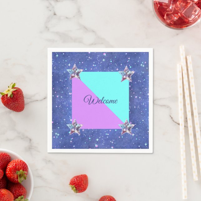 Serviette En Papier Fête d'anniversaire jumelle dans l'espace (En situation)