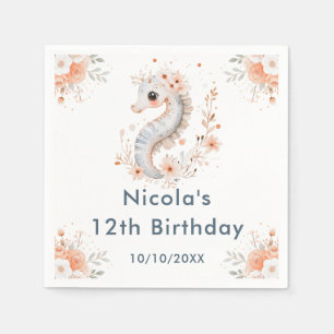 Serviette En Papier Fête d'anniversaire licorne fleurie mignonne