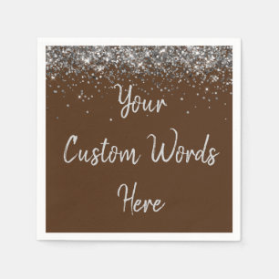 Serviette En Papier Fête d'anniversaire marron chocolat et paillettes