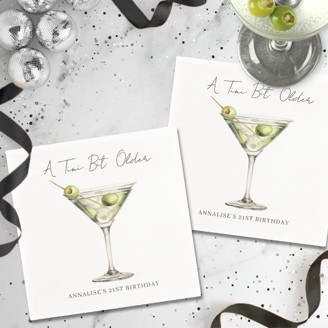 Serviette En Papier Fête d'anniversaire Martini Tini Un Peu Plus Âgé (Tini Bit Older Birthday Party Napkins)