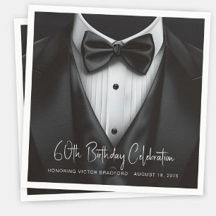 Serviette En Papier Fête d'anniversaire Mens Black White Tuxedo