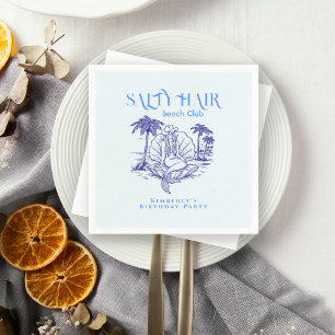Serviette En Papier Fête d'anniversaire Mermaid Cowgirl Bleu côtier 