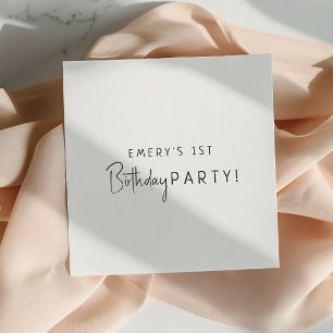 Serviette En Papier Fête d'anniversaire minimaliste et neutre pour les