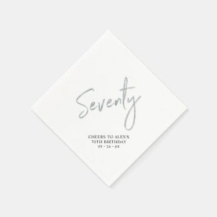 Serviette En Papier Fête d'anniversaire Moderne Silver Seventy 70 ans
