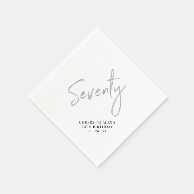 Serviette En Papier Fête d'anniversaire Moderne Silver Seventy 70 ans (Coin)