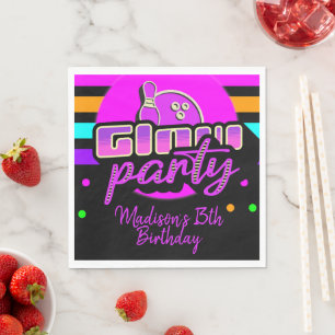 Serviette En Papier Fête d'anniversaire Neon Bowling Party Bash