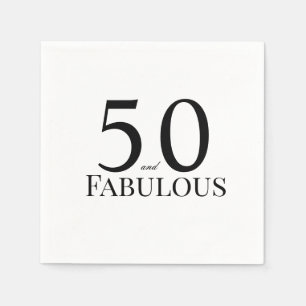 Serviette En Papier Fête d'anniversaire noire 50 ans et fabuleuse