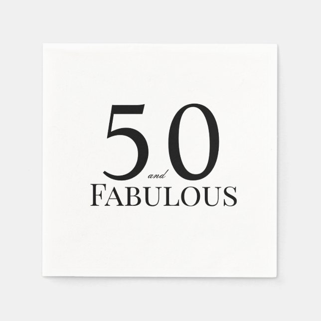 Serviette En Papier Fête d'anniversaire noire 50 ans et fabuleuse (Devant)