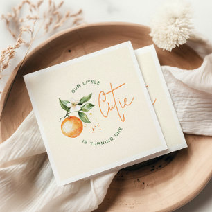 Serviette En Papier Fête d'anniversaire Orange Citrus Little Cutie