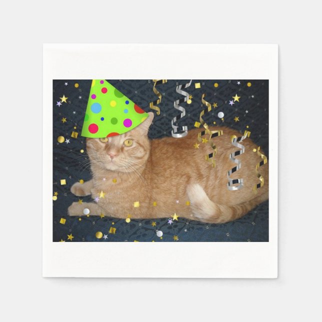Serviette En Papier Fête d'anniversaire Orange Tabby Cat (Devant)