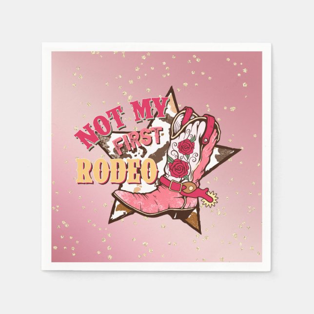 Serviette En Papier Fête d'anniversaire Pas Ma Première Rodéo (Devant)