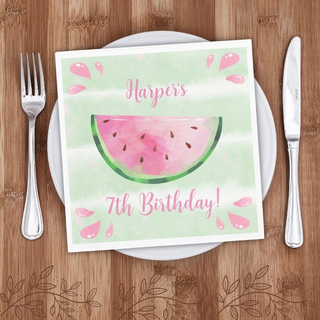 Serviette En Papier Fête d'anniversaire Pastèque Mignonne (Créateur téléchargé)