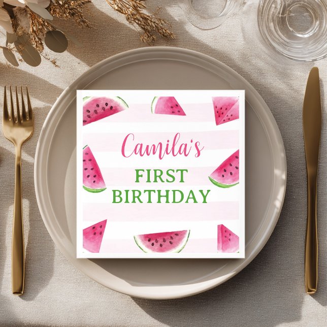 Serviette En Papier Fête d'anniversaire Pastèque Une Pastèque de Rêve (Créateur téléchargé)