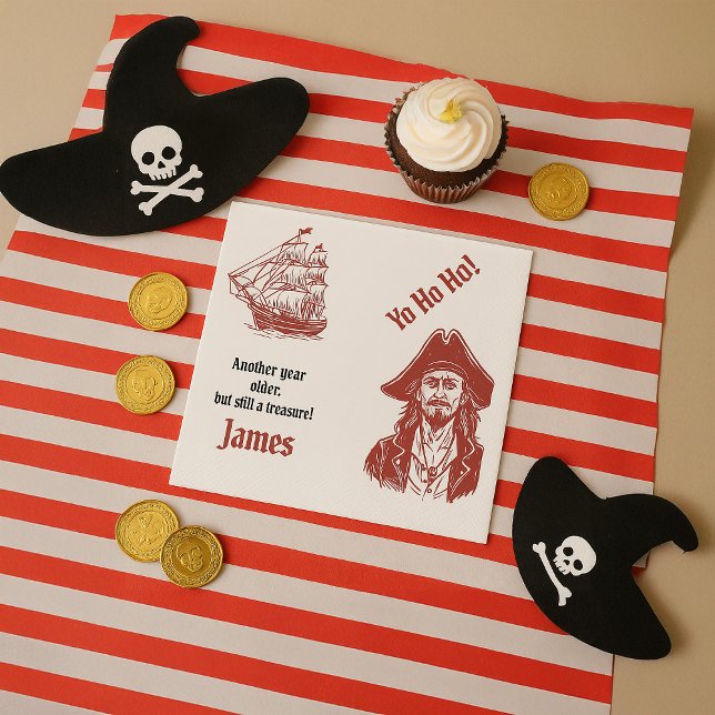 Serviette En Papier Fête d'anniversaire personnalisée à thème pirate (Créateur téléchargé)