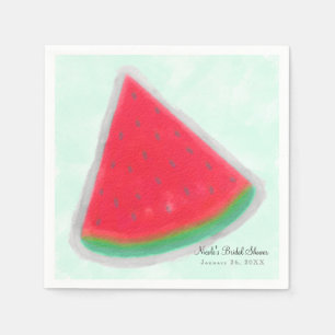 Serviette En Papier Fête d'anniversaire personnalisée aquarelle pastèq