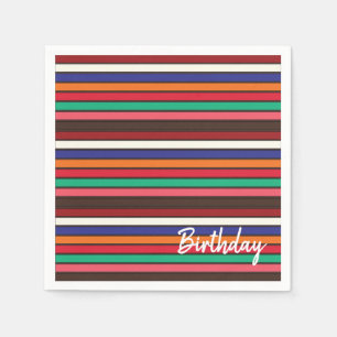 Serviette En Papier Fête d'anniversaire personnalisée avec des rayures