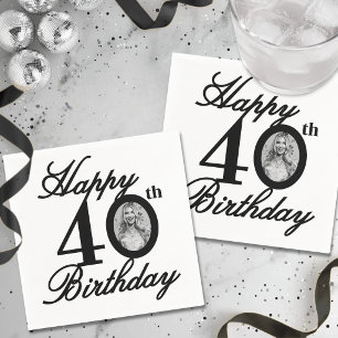 Serviette En Papier Fête d'anniversaire personnalisée avec photo 40 an