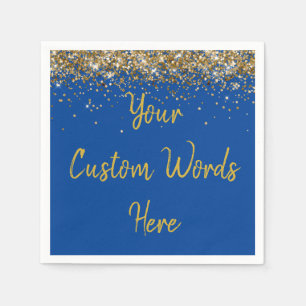 Serviette En Papier Fête d'anniversaire personnalisée cobalt bleu et o