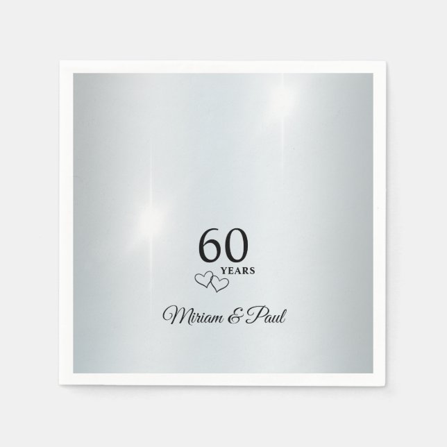 Serviette En Papier Fête d'anniversaire personnalisée élégante pour 60 (Devant)