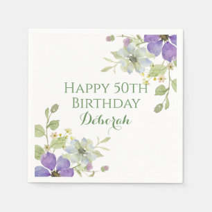 Serviette En Papier Fête d'anniversaire personnalisée Fleur sauvage Vi