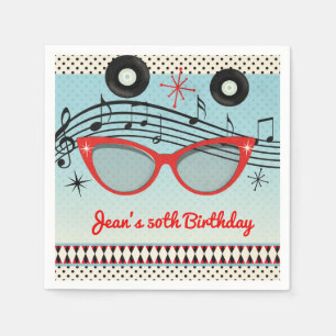 Serviette En Papier Fête d'anniversaire personnalisée rétro vintage an