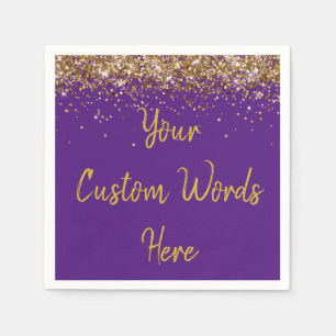 Serviette En Papier Fête d'anniversaire personnalisée violette Anniver