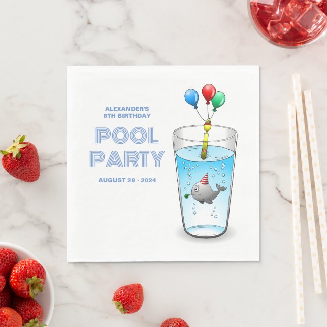 Serviette En Papier Fête d'anniversaire Piscine (En situation)