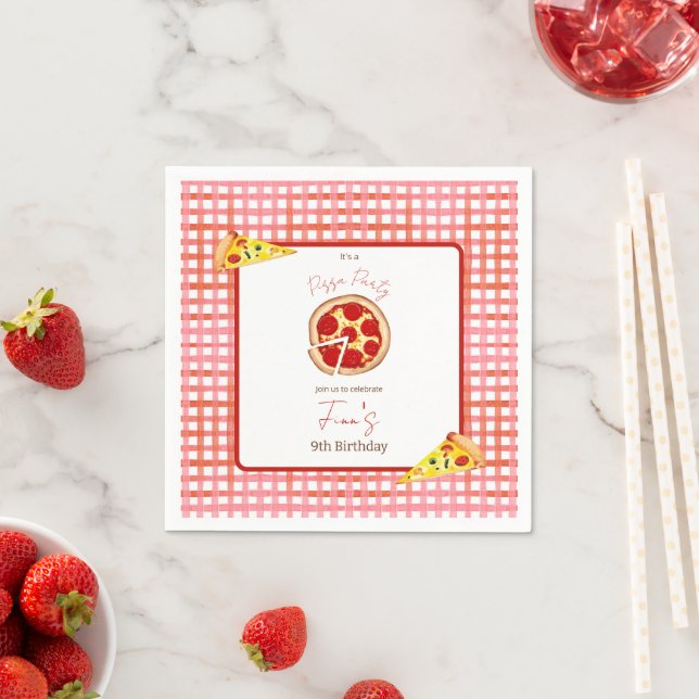 Serviette En Papier Fête d'anniversaire Pizza Tout Âge (En situation)